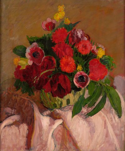 Mixed Flowers on Pink Cloth by Roderic OConor